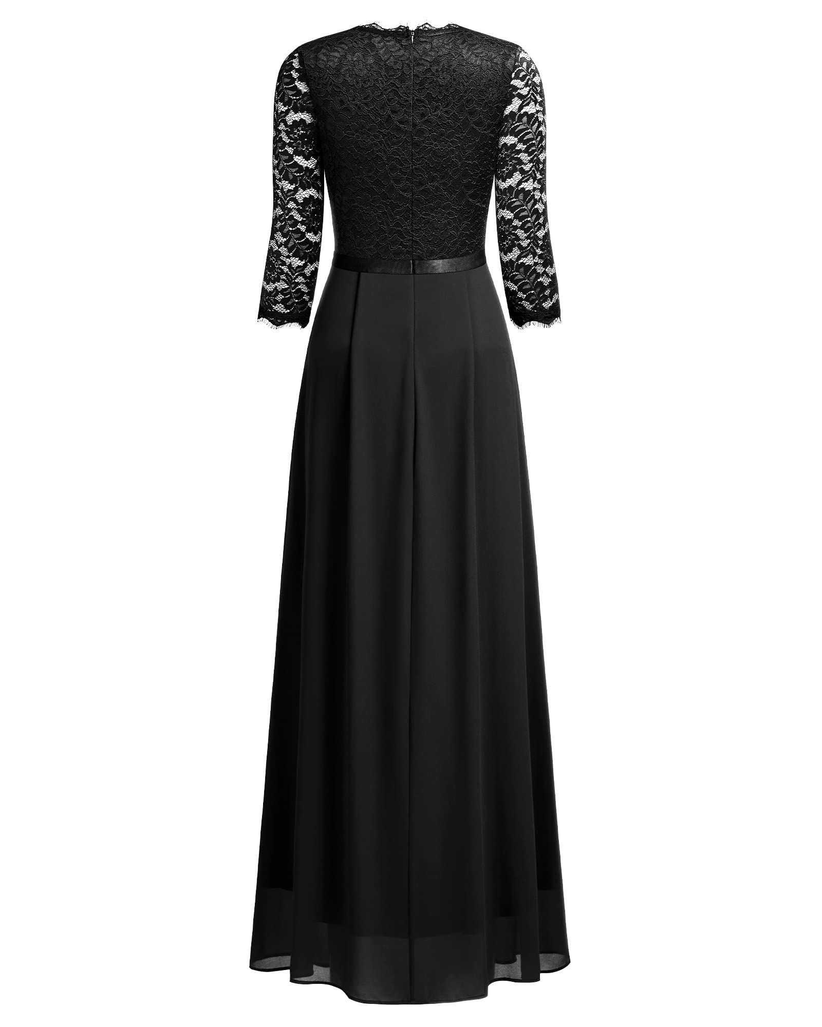 MISSMAY Women's Formal Floral Lace 2/3 Sleeves Long Evening Party Maxi Dress