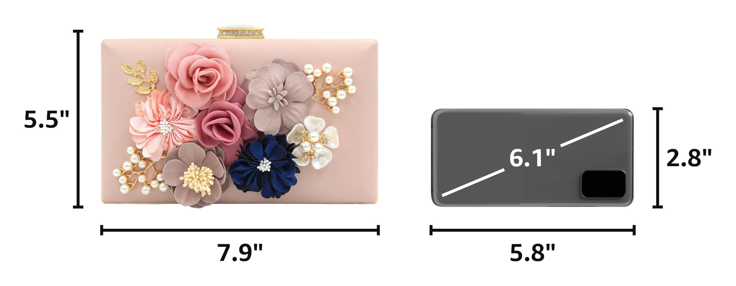 Evening Bag for Women, Flower Wedding Evening Clutch Purse Bride Floral Clutch Bag