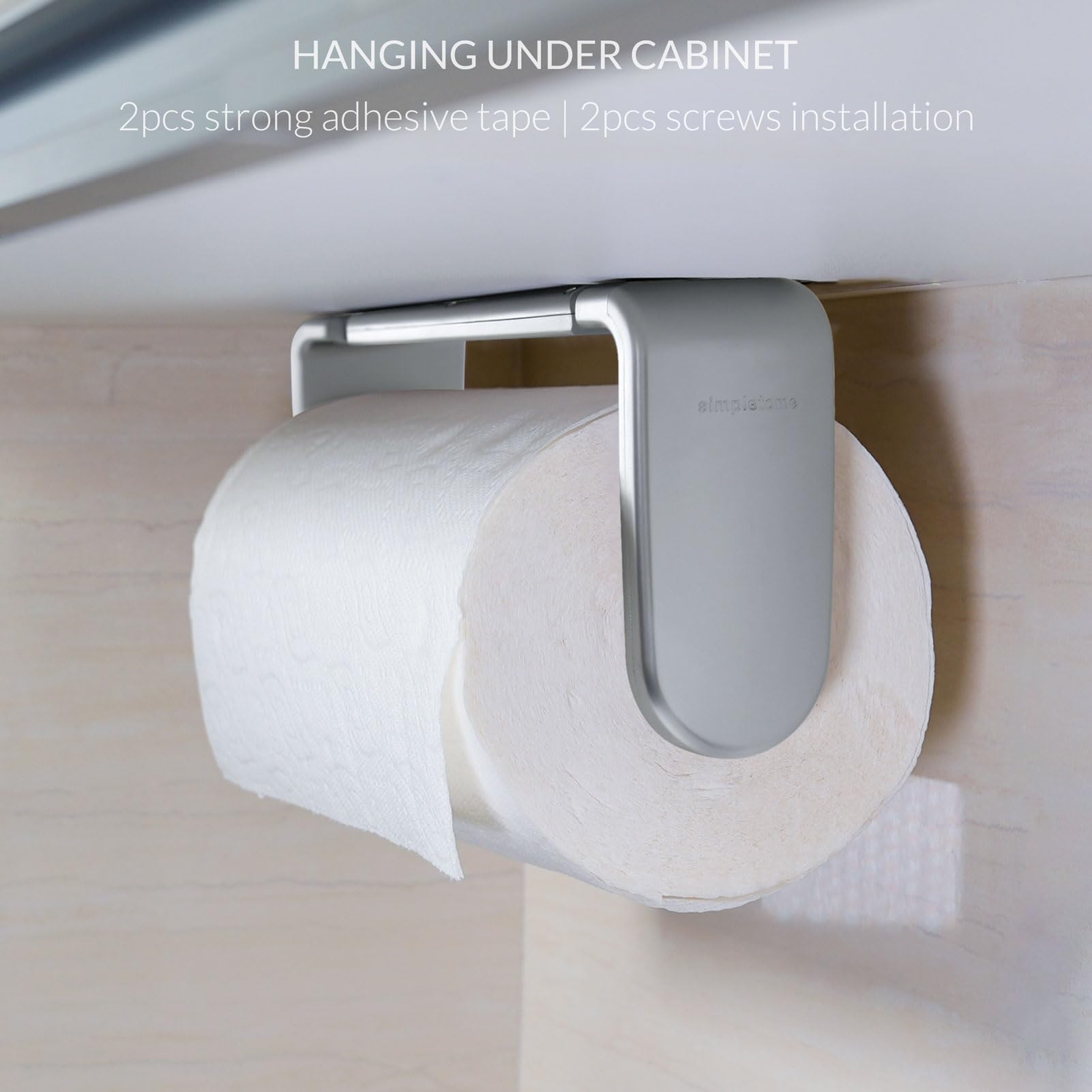 simpletome Paper Towel Holder ONE Hand Tear Adaptive Tension Arm Adjustable Length 9.4-11inch/24-28cm (Black) | adaptive adjustable tension arm | tear one/more sheets at one time | adhesive or drilling | abs plastic | easy to replace
