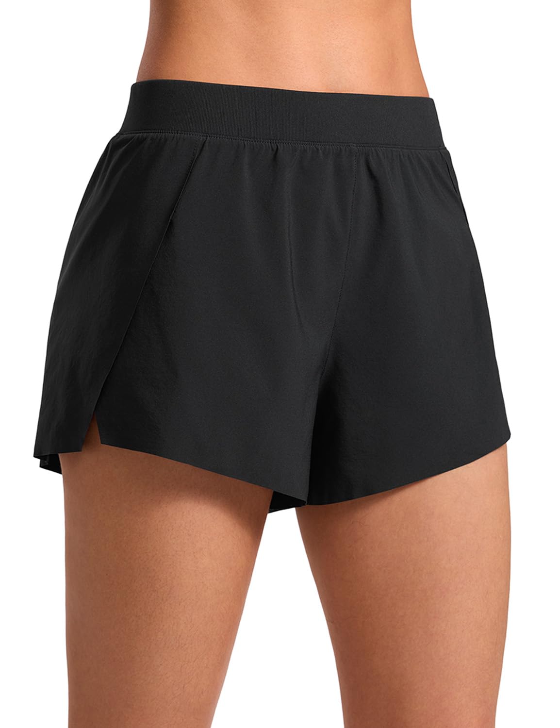 CRZ YOGA V Split Running Shorts for Women 2.5" - High Waisted Workout Athletic Gym Track with Liner Breathable Quick Dry