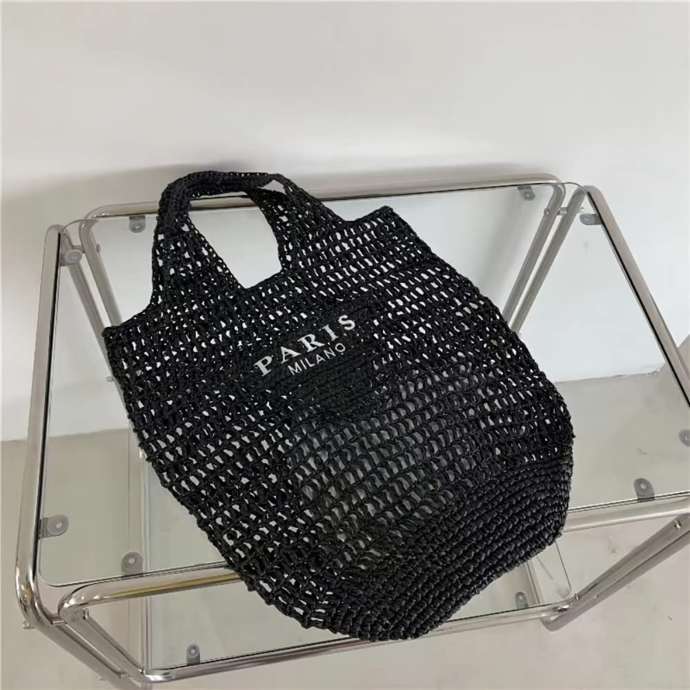 POOOPSSD New Woven Bag, Straw Mesh Tote Bag, Beach, Shoulder Bag, Hobo Women, Foldable Large Capacity, for Holiday.