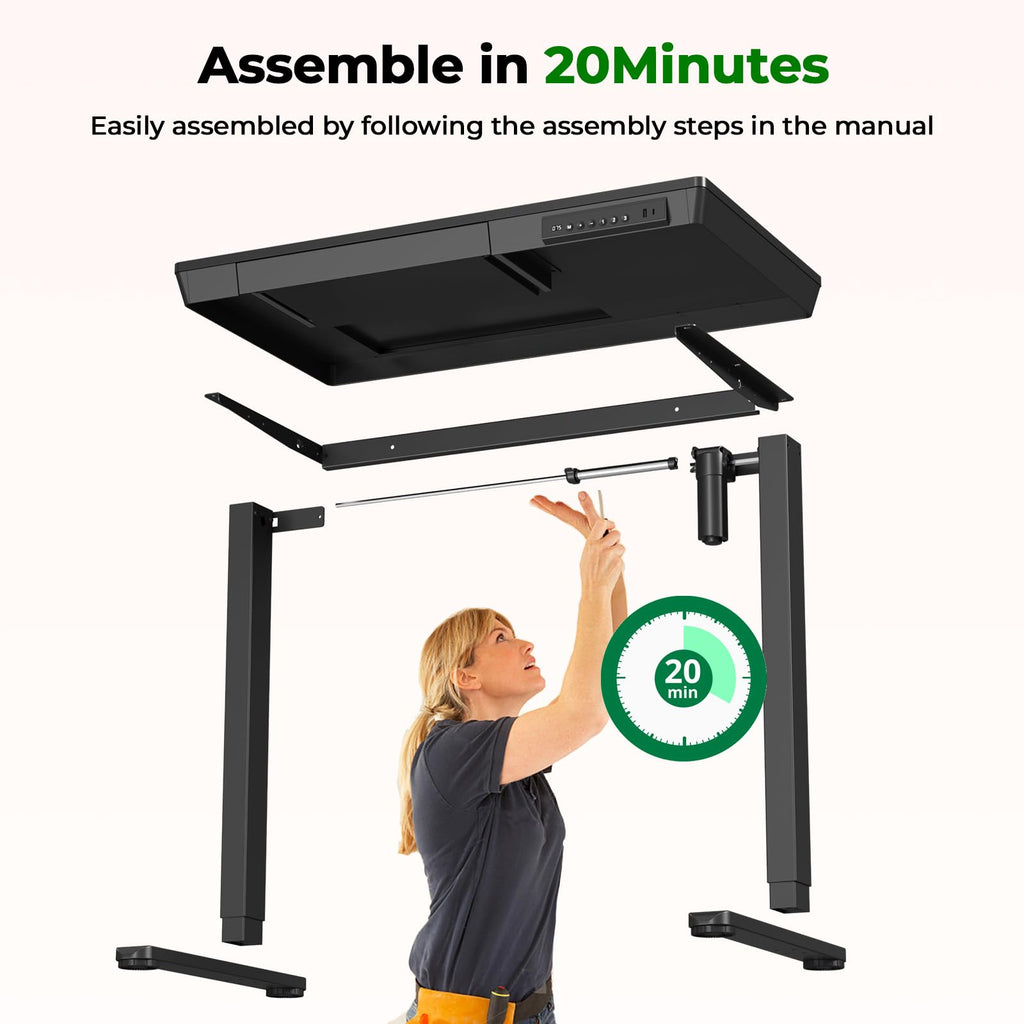 Glass Electric Standing Desk with Drawer, 35" x 20" Whole Piece Tabletop Samll Sit Stand Table, Height Adjustable Workstation with Storage & USB Ports, Quick Install Home Office Desk