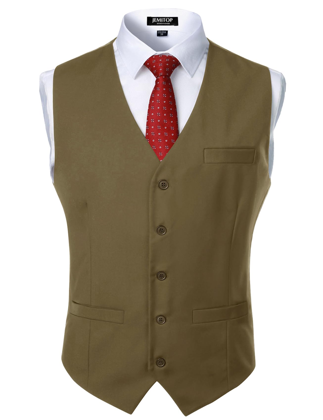 JEMITOP Men's Classic Slim Fit Dress Vest Formal Wedding Prom Tuxedo Suit Vest with Pocket