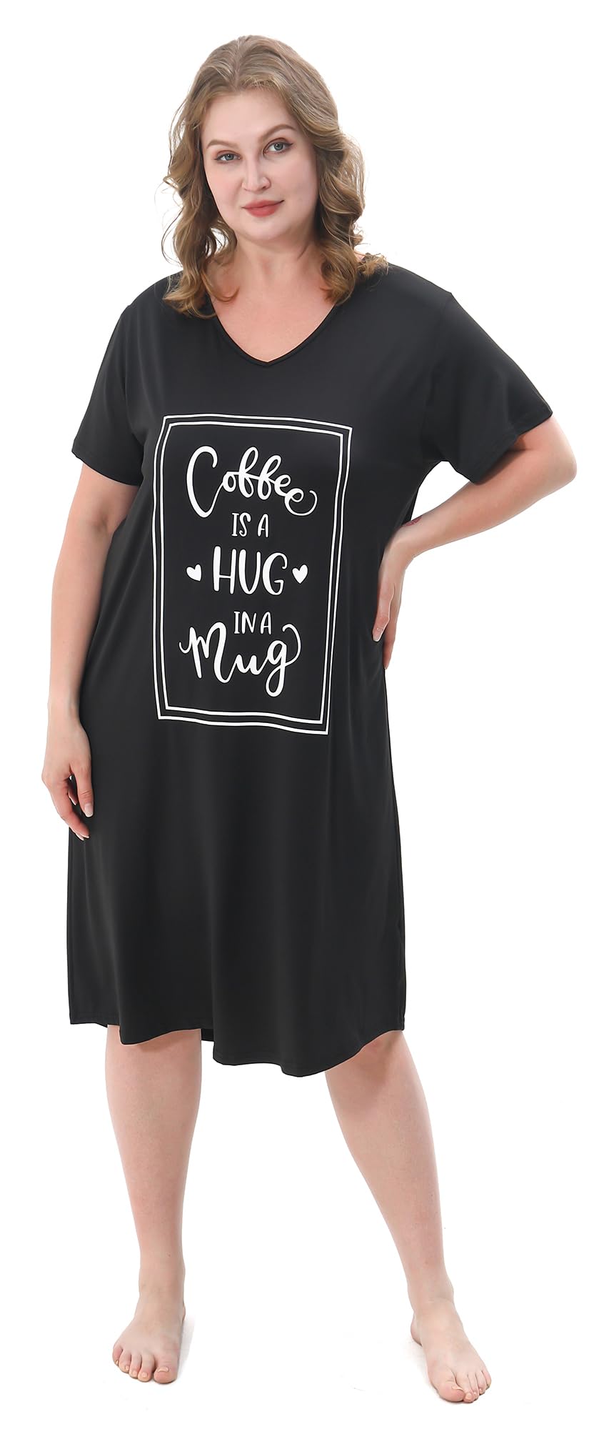 3 Pack Plus Size Women's Nightgown Soft Print Nightshirts for Women Short Sleeve Sleepwear