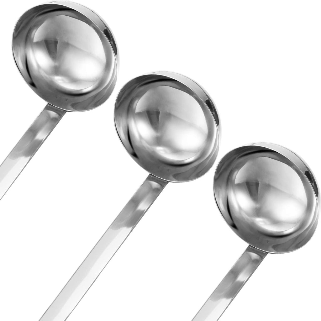 meekoo 1 Pieces Stainless Steel Ladle Soup Handle Ladle with Pouring Rim for Kitchen Cooking Soup Sauce (1 oz)