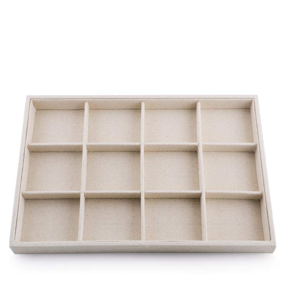 Oirlv linen Jewelry Display Trays Stackable Necklace Bracelet Ring Showcase Display Empty Plate(Pack of 1)