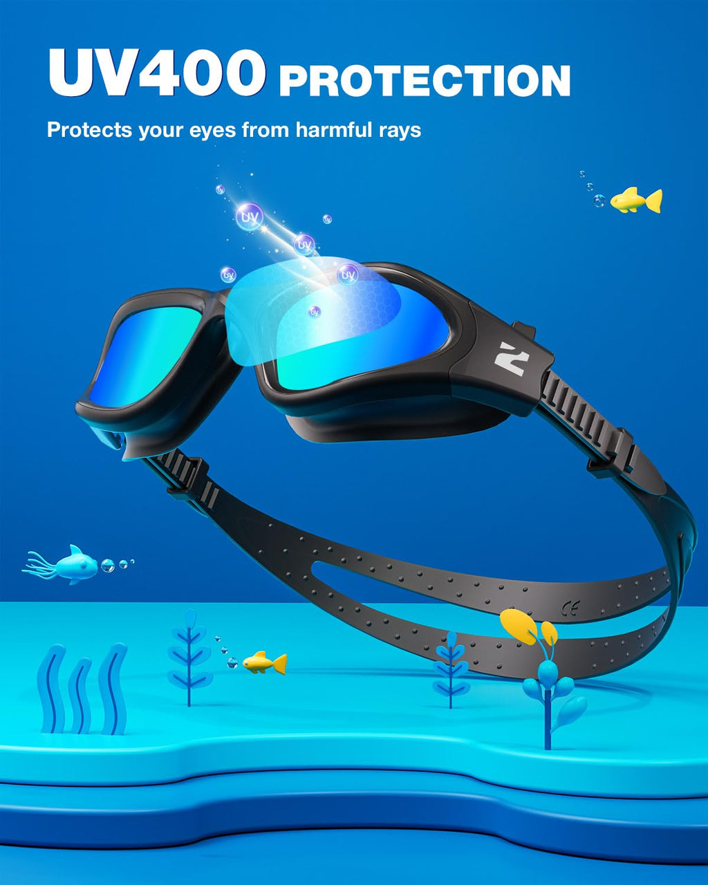 ZIONOR Kids Swim Goggles, G1MINI SE No Leak Anti-Fog Goggles for Kids 6-14, Soft Silicone Comfort Fit, Easy Adjust Strap
