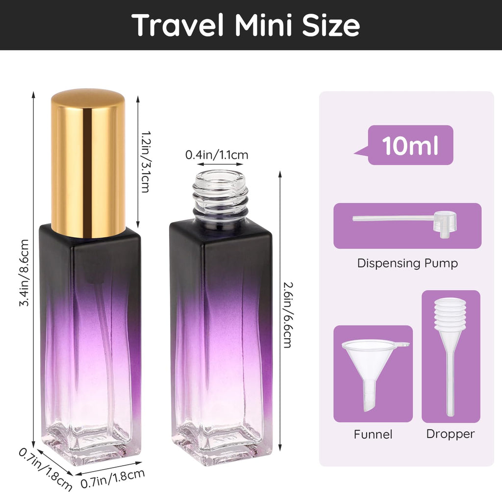 Segbeauty 0.34oz Mini Perfume Spray Bottles, 10Pack 10ml Glass Travel Perfume Atomizer Refillable, Small Empty Cologne Atomizer for Frangrance, Sample Cologne Bottles Sprayer with Refill Tool