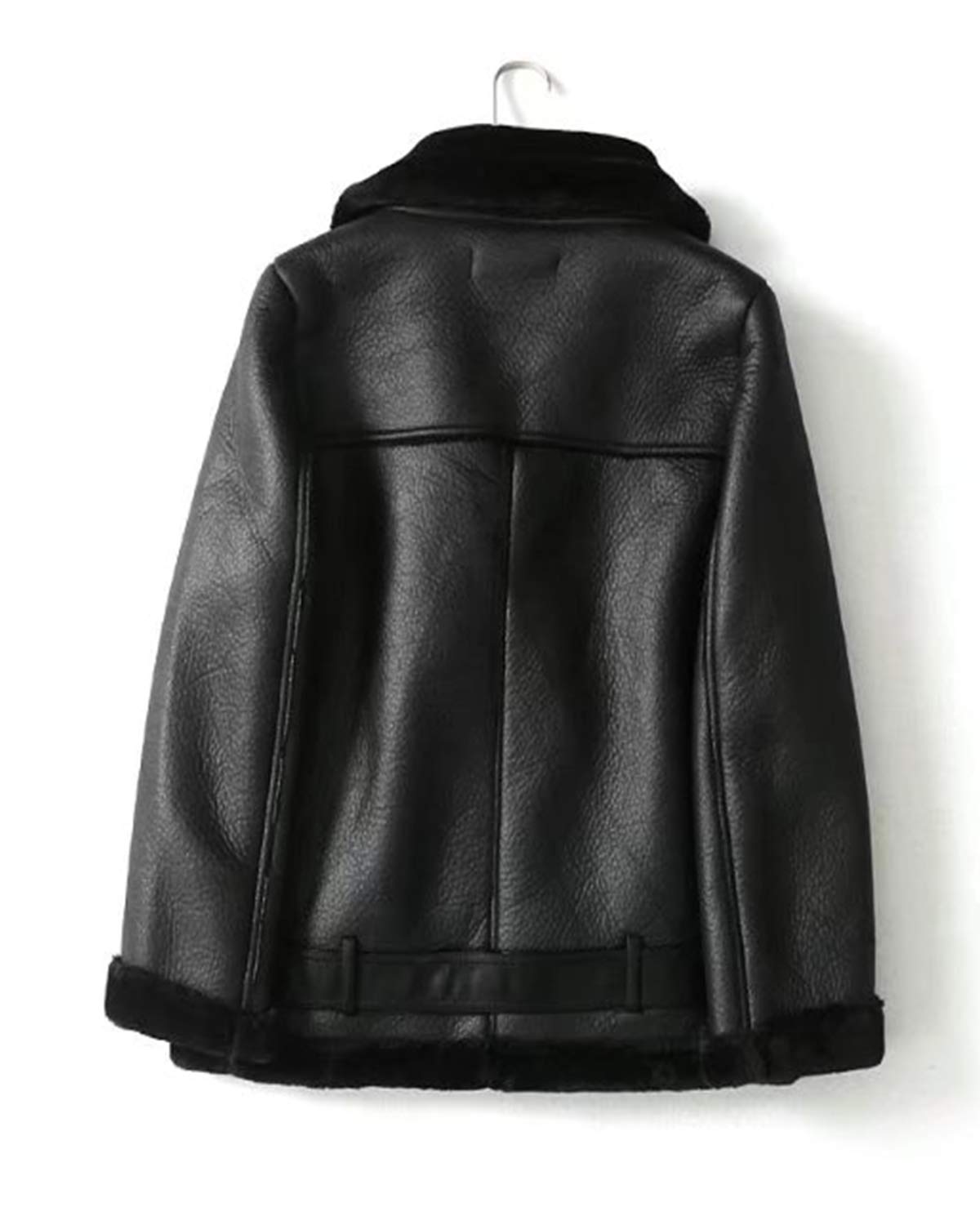 LY VAREY LIN Women's Faux Shearing Moto Jacket Thick Lined Parka Winter Shearling Coat Leather Jacket