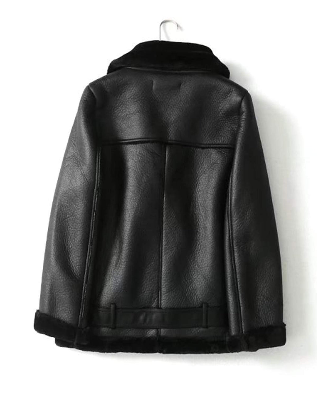 LY VAREY LIN Women's Faux Shearing Moto Jacket Thick Lined Parka Winter Shearling Coat Leather Jacket
