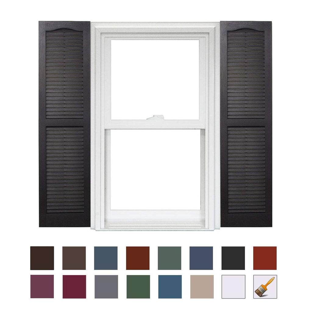 Homeside Open Louver Shutter 1 Pair 14-1/2in. x 25in. 330 Berry - Premium Exterior Vinyl | Classic Slatted Design | Fade-Resistant Color-Through | Easy Installation | Made in USA