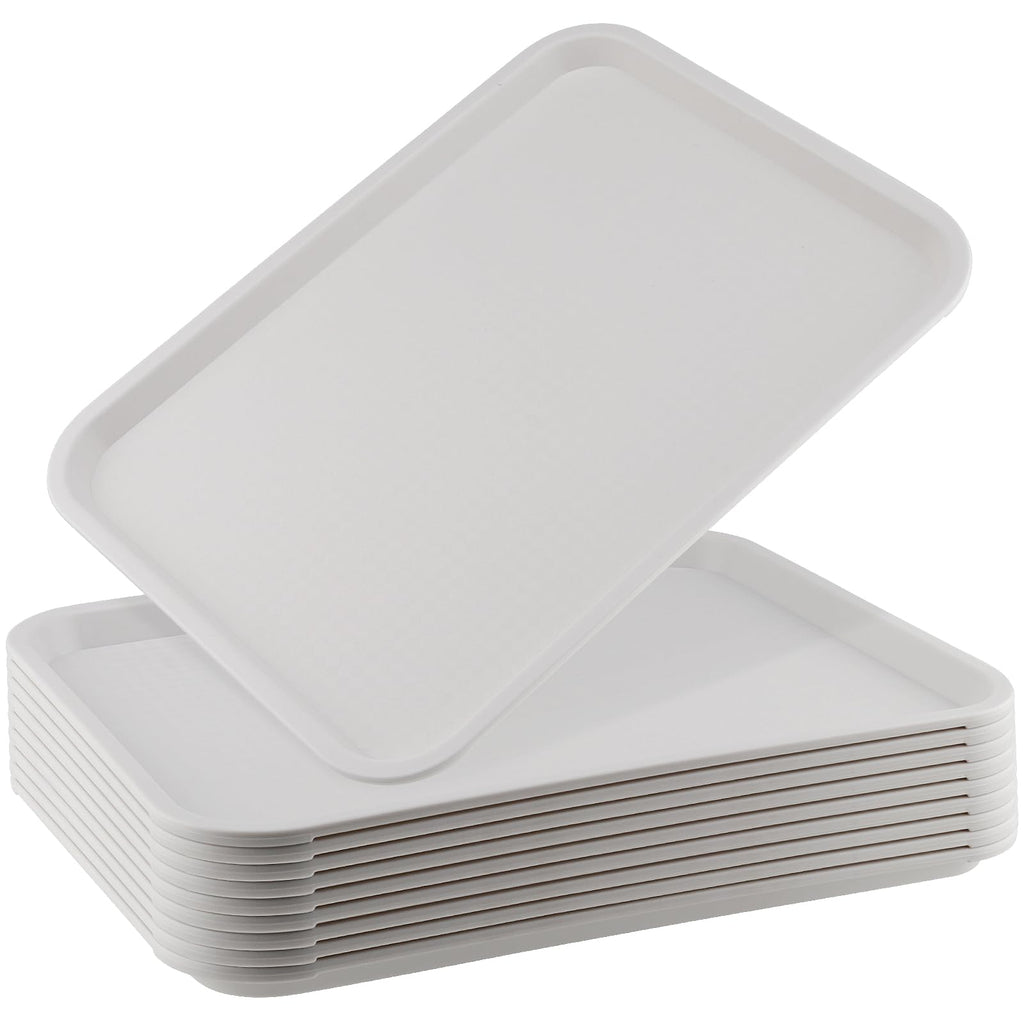 ZOENHOU 6 Pack 14 x 10 Inch Fast Food Tray, Rectangular Cafeteria Serving Trays, Plastic Trays for Food, Black