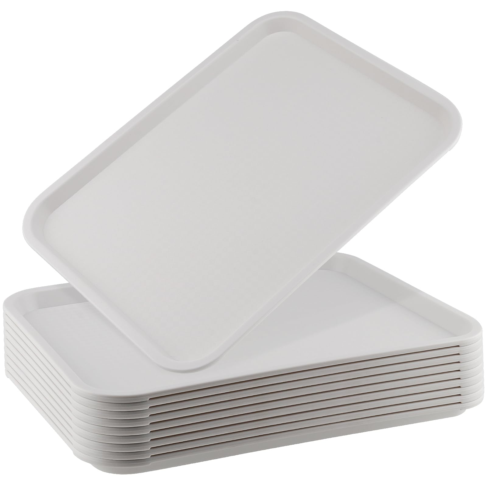 ZOENHOU 6 Pack 14 x 10 Inch Fast Food Tray, Rectangular Cafeteria Serving Trays, Plastic Trays for Food, Black
