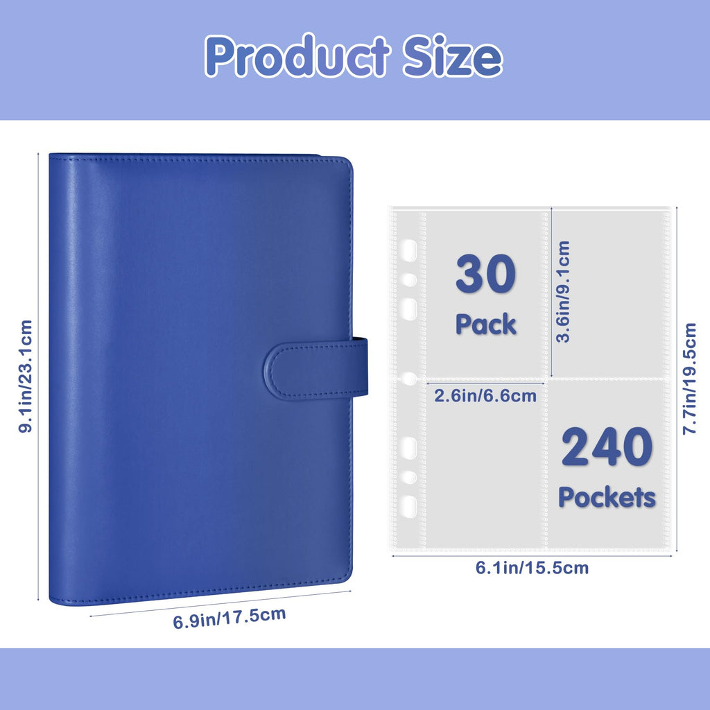 A5 Kpop Photocard Binder with 30 Pack 4-Pocket Card Pages, 6 Ring A5 Binder Card Collector Album with 240 Card Slots,PU Leather Binder Cover with Magnetic Buckle Closure for Organizing Trading Card