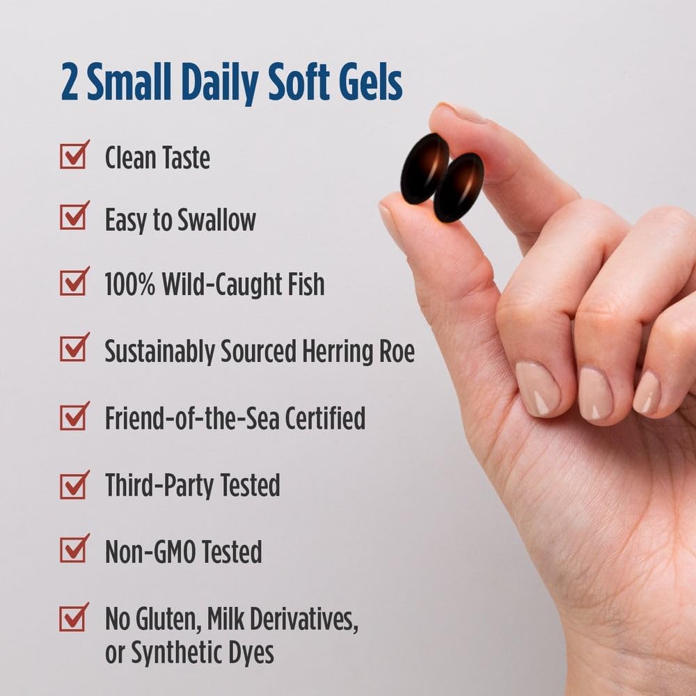 Nordic Naturals Omega-3 Phospholipids, Unflavored - 60 Soft Gels - 500 mg Omega-3 & 350 mg Phospholipids - Heart & Brain Health - Small, Easy-to-Swallow Soft Gels - Non-GMO - 30 Servings