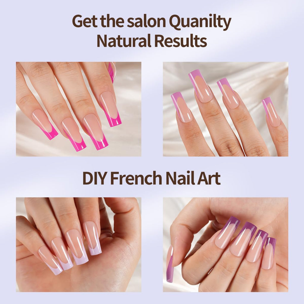Misssix XBASICTIPS French Tip Press On Nails, 300Pcs French Gel Nail Tips Long Square, Soft Gel Pre-shaped No Need to File 3 in 1 Tips, Fake Nails for Nail Art DIY Extension Designs 15 Sizes