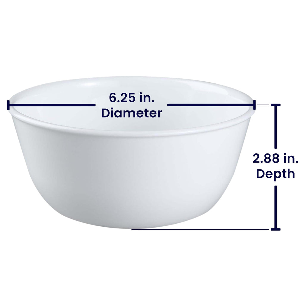 Corelle 3125 Vitrelle Glass Winter Frost Cereal Bowl, White, 18 oz, Pack of 6