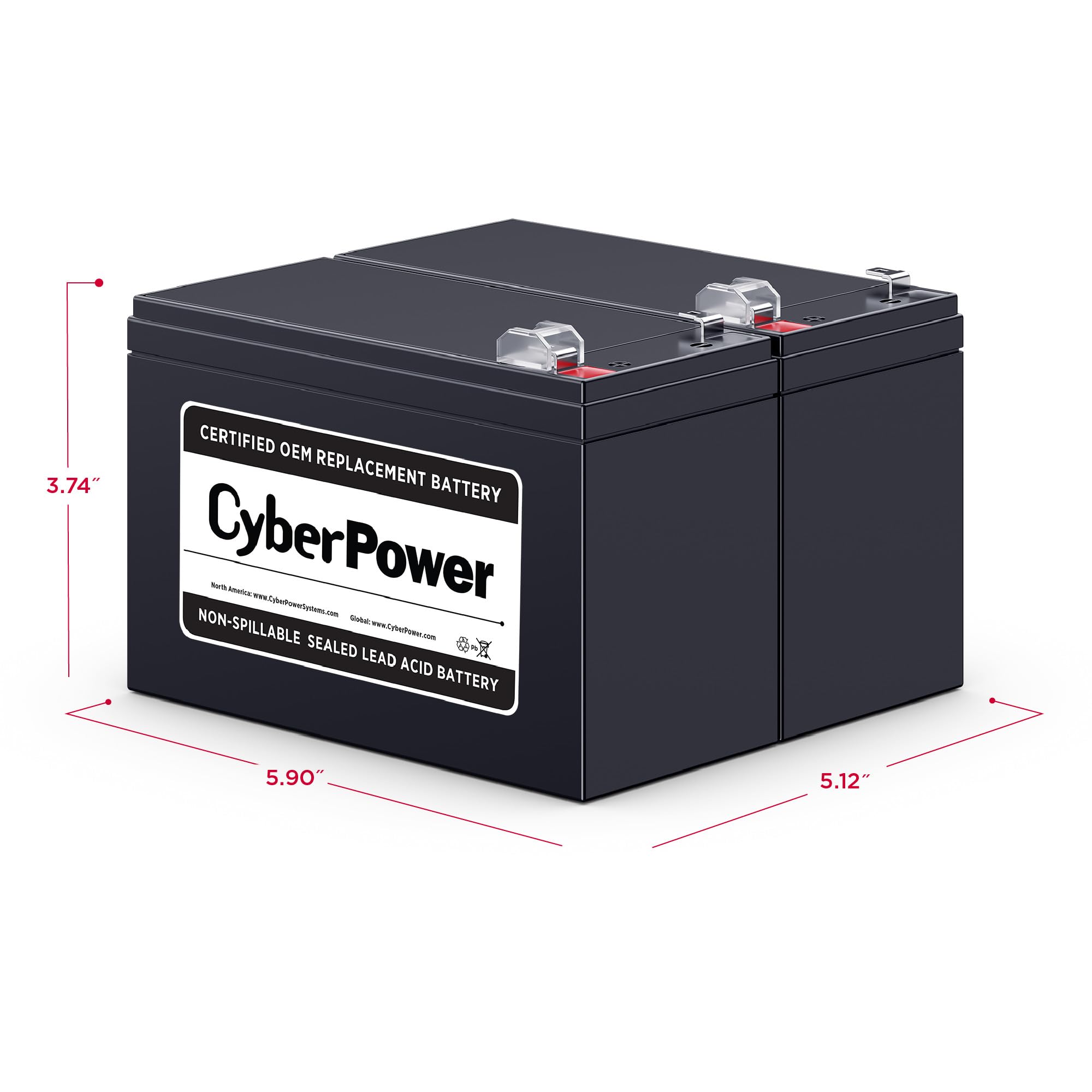 CyberPower RB1290X2 UPS Replacement Battery Cartridge, Maintenance-Free, User Installable, 12V/9Ah , Black