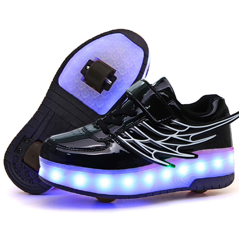 Nsasy Kids Roller Shoes Boy Girl Sneakers with Wheels Become Sport Sneaker with Led for Christmas Birthday Children Show Gift