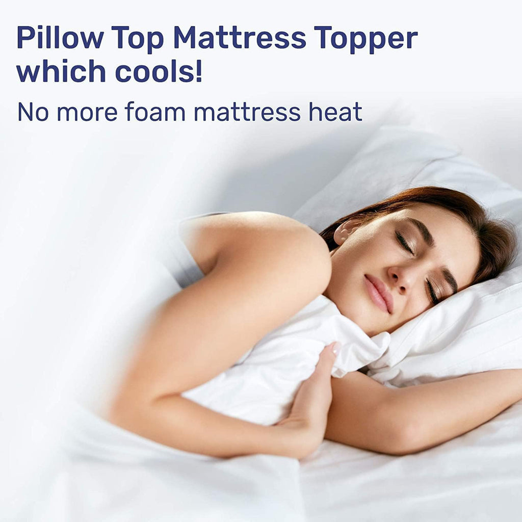 Sleep Mantra 100% Cotton Mattress Topper Full Size - Premium Wrap-Around Cooling Topper Fits up to 20-Inch Mattress - Extra Soft, Deep Pocket, Breathable & Plush Quilted Down Fill (White)