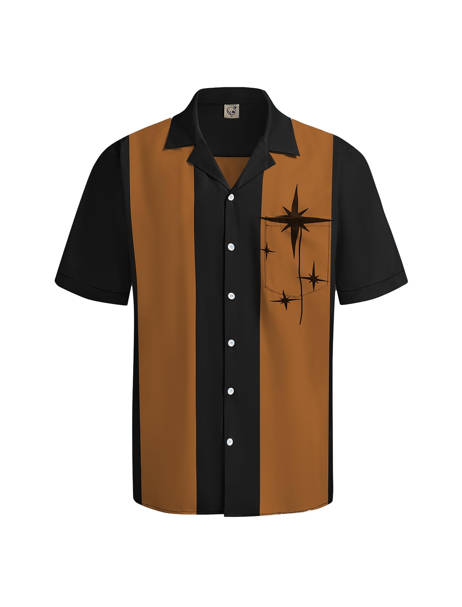 Hardaddy Men's Camp Collar Retro Vintage Bowling Button Down Shirt with Pocket Casual Short Sleeve Beach Shirts Summer