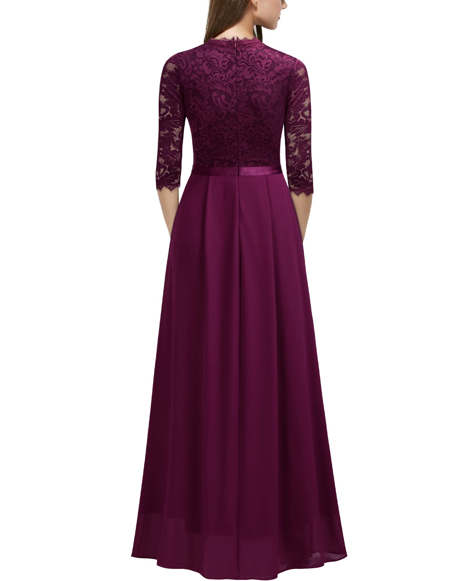 MISSMAY Women's Formal Floral Lace 2/3 Sleeves Long Evening Party Maxi Dress