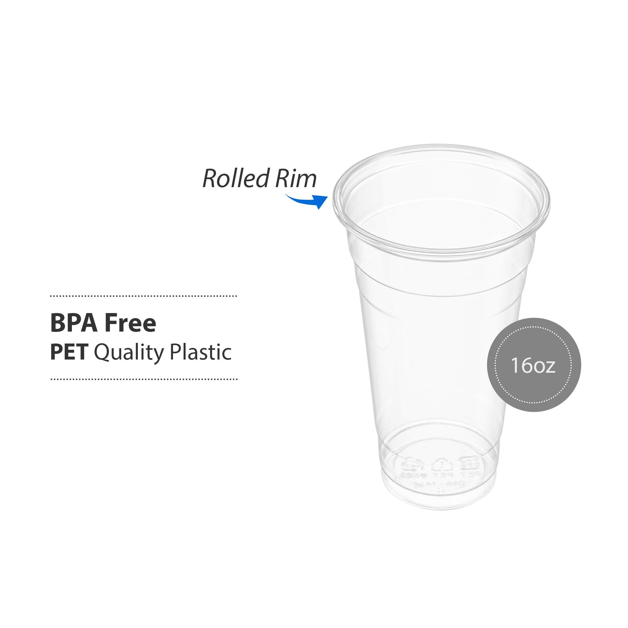 Crystal Clear PET Cups for Iced Coffee,Milkshake, Cold Drinks, Slush, Smoothy's, Slurpee, Ice cream, Dessert, Party's, Plastic Disposable Cups (50, 12 oz)