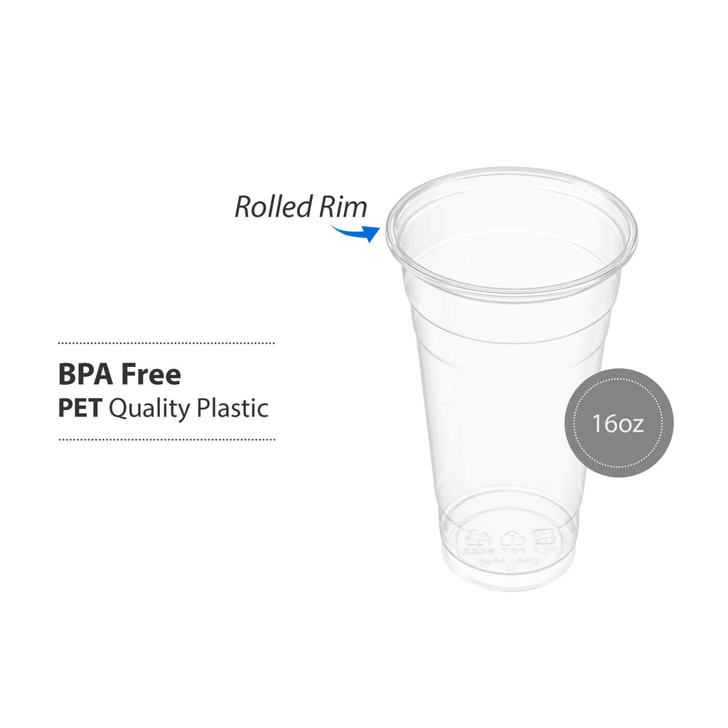 Crystal Clear PET Cups for Iced Coffee,Milkshake, Cold Drinks, Slush, Smoothy's, Slurpee, Ice cream, Dessert, Party's, Plastic Disposable Cups (50, 12 oz)