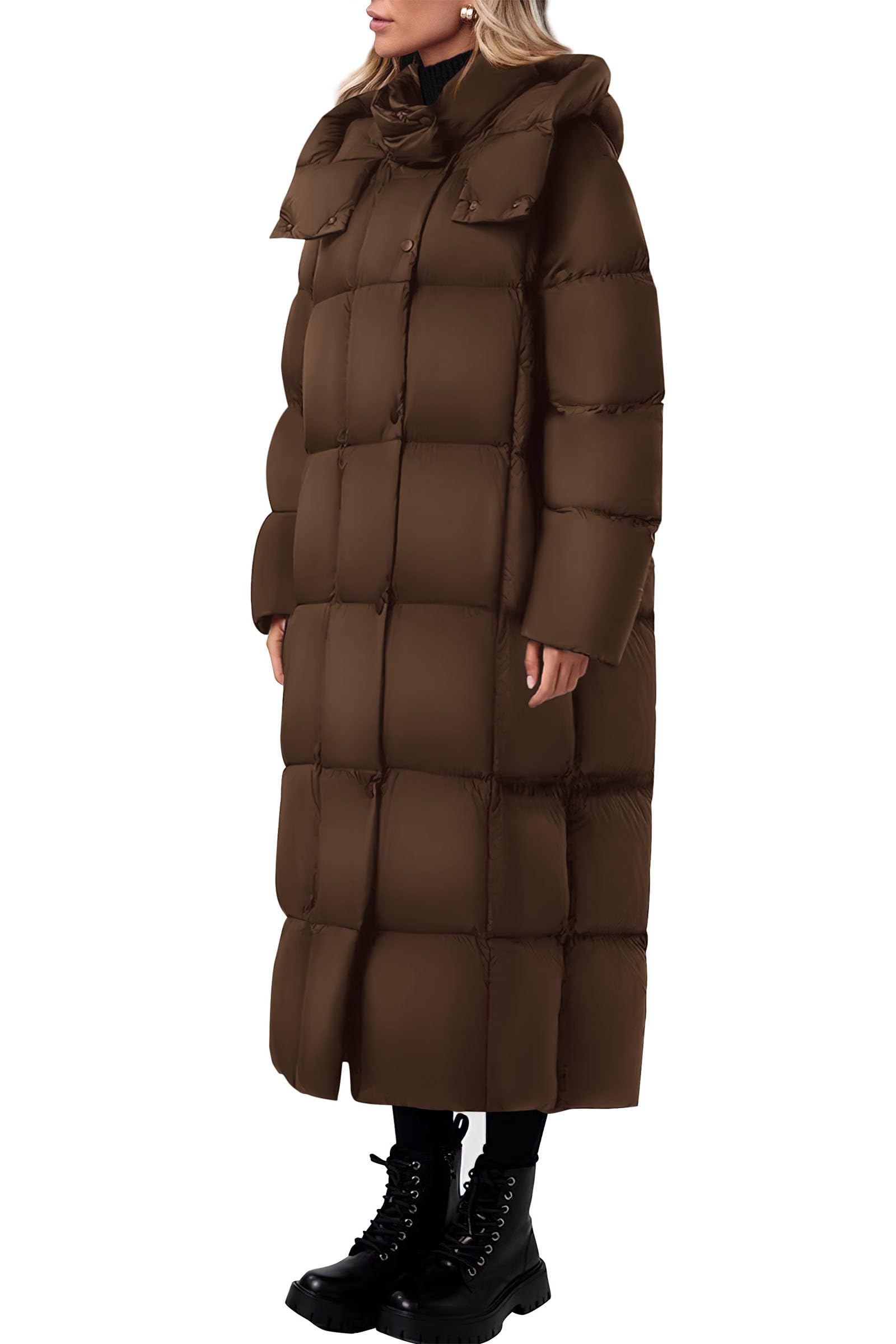 PRETTYGARDEN Women's Winter Long Puffer Coats Hooded Zip Up Casual Thickened Down Jackets Trendy Warm Clothes Outerwear