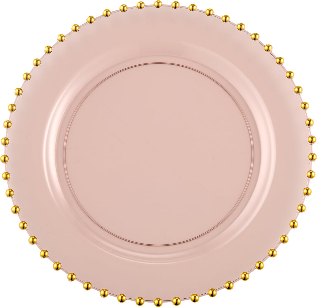 PLASTICPRO 32 Piece Combo Plastic Dinner Plates Disposable Plastic Fancy Heavy Duty Party Dishes 7 inch and 10 inch, Black and Gold Beaded