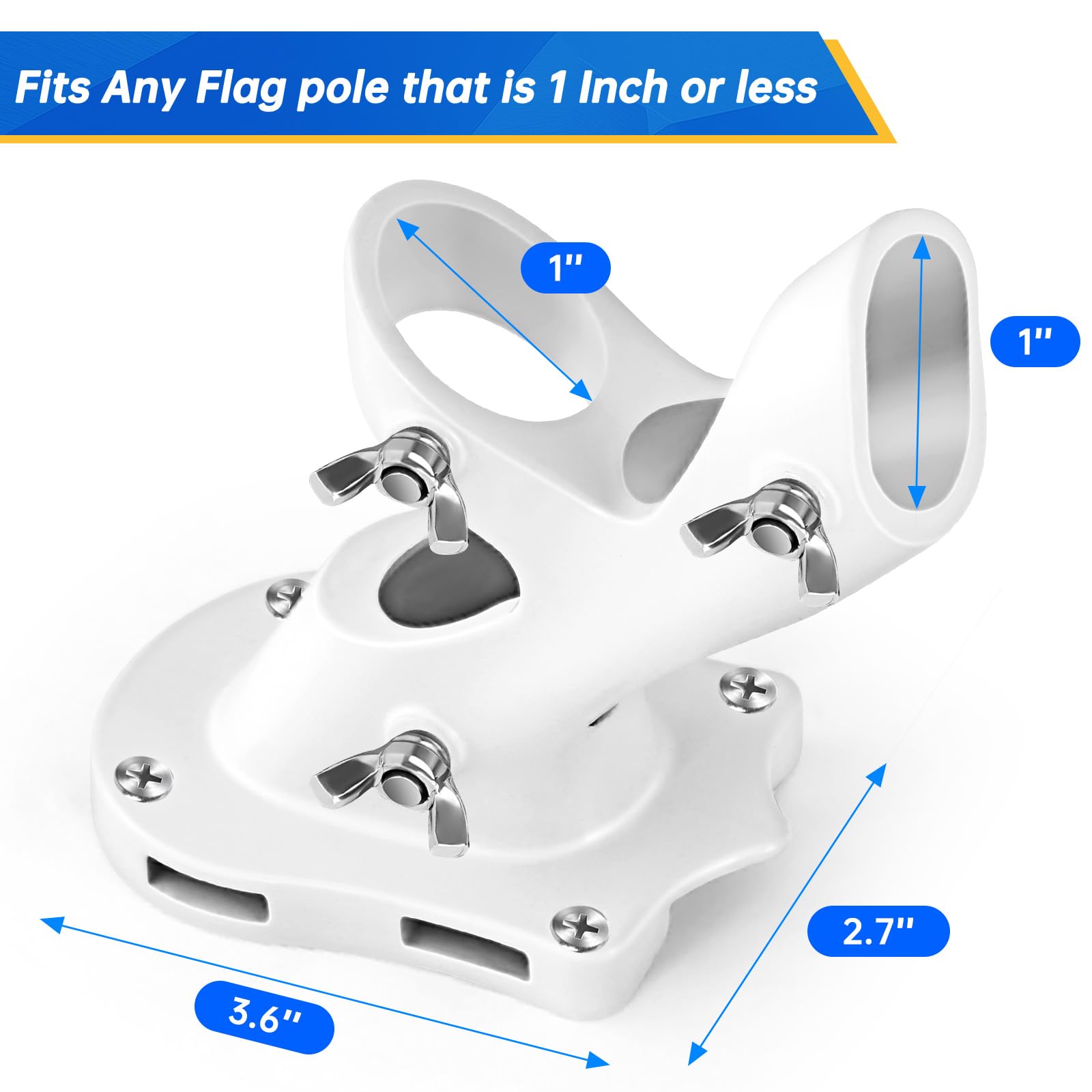 Flag Pole Holder, Anovo Flag Pole Brackets Mount Outside House Heavy-Duty Aluminum Metal Rust Proof Bracket 1" Inner Diameter 2 Positions with Hardwares for Outdoor Wall Mounting Porch(Black-1 Pack)