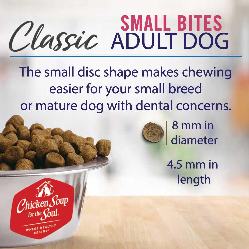 Chicken Soup for The Soul All Natural Premium Small Bites Adult Dry Dog Food, Real Meat First Ingredient, No by-Products, Supports Gut & Immune Health, Beef & Brown Rice, 13.5lb
