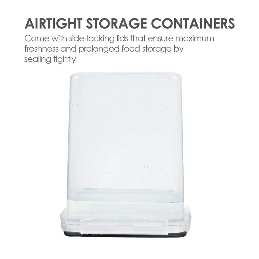 Vtopmart Food Storage Containers 2.5L / 84.5oz, 4 Pieces BPA Free Plastic Airtight Canister for Flour, Sugar, Baking Supplies, with 4 Measuring Cups and 24 Labels, Black