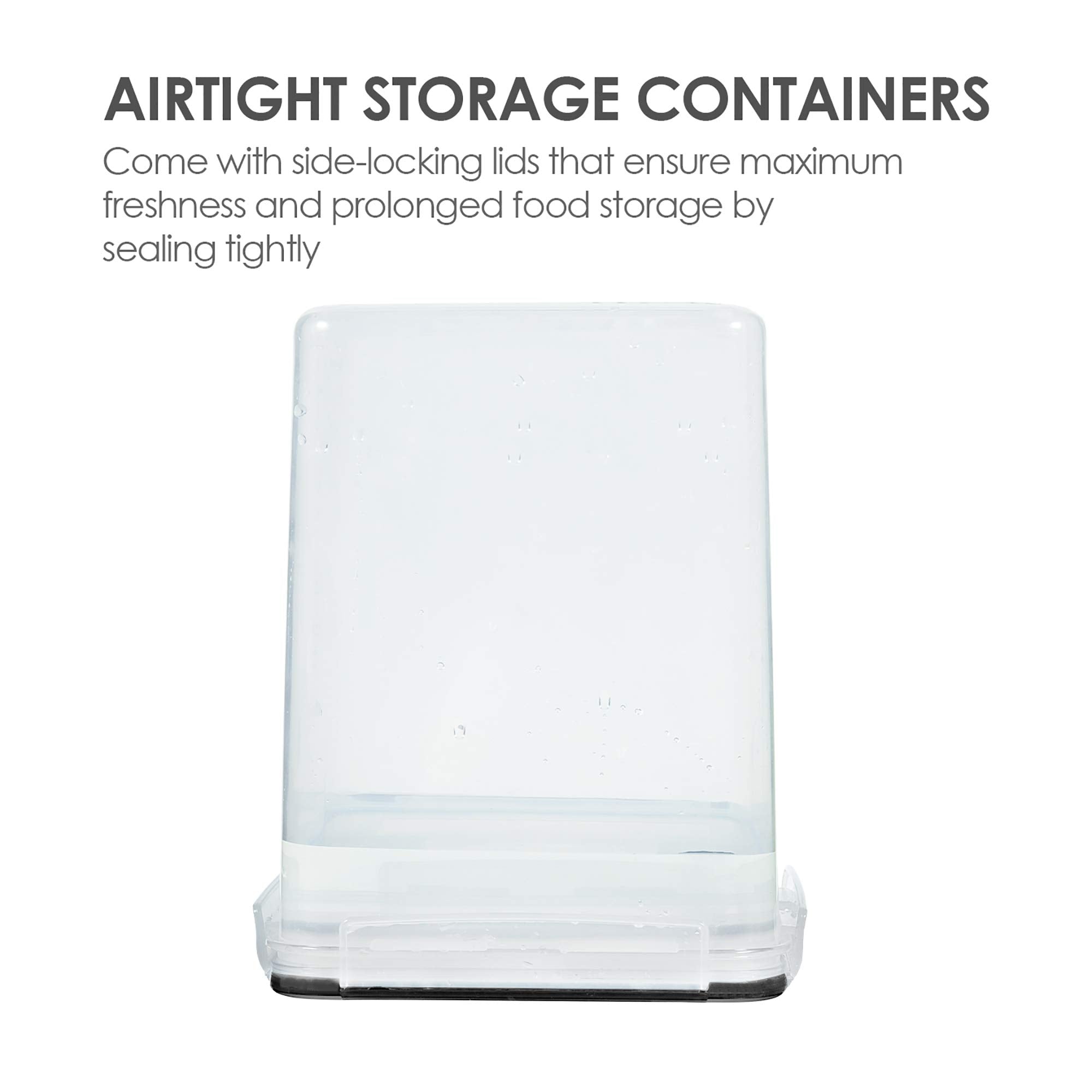 Vtopmart Food Storage Containers 2.5L / 84.5oz, 4 Pieces BPA Free Plastic Airtight Canister for Flour, Sugar, Baking Supplies, with 4 Measuring Cups and 24 Labels, Black