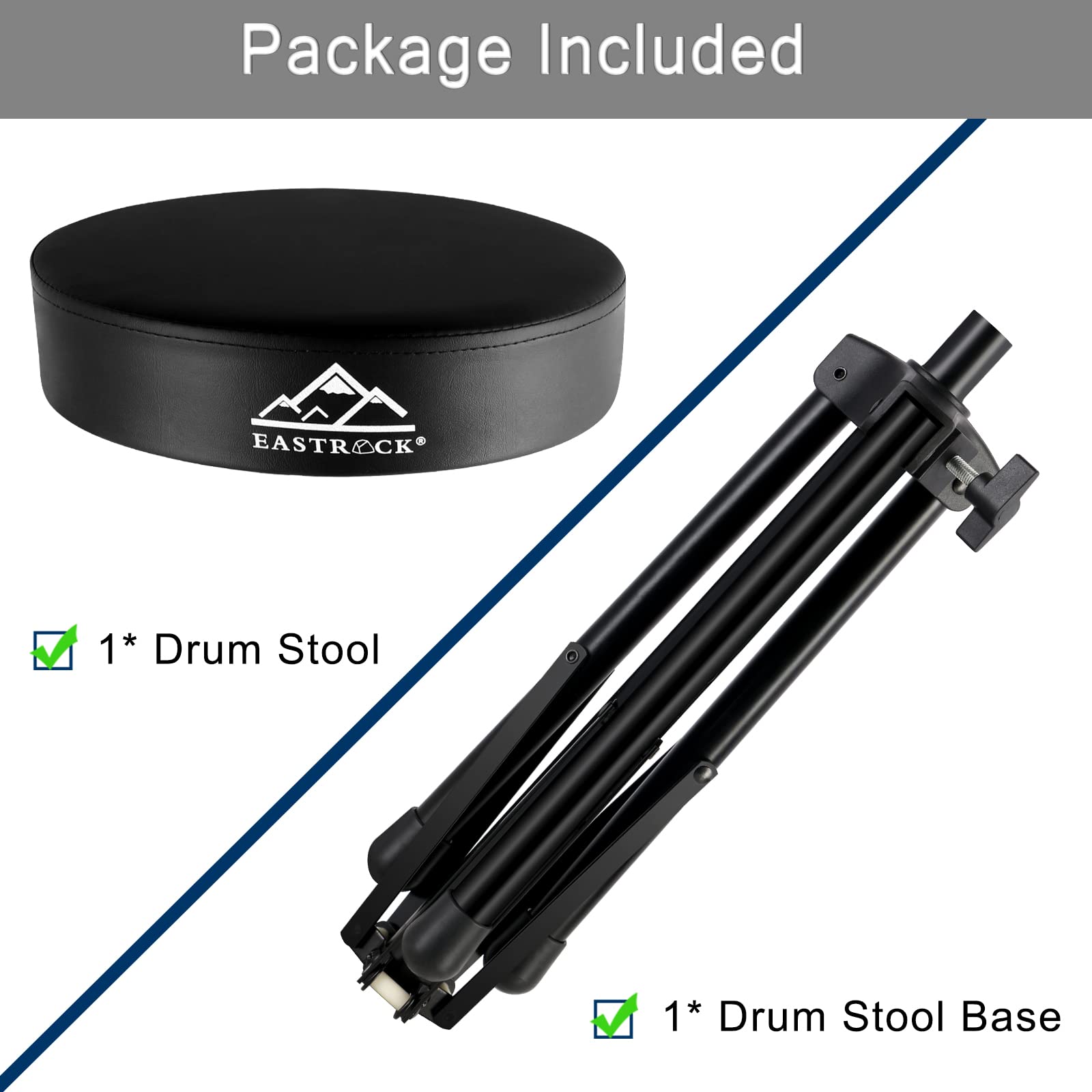 EASTROCK Drum Throne,Padded Drum Seat Drumming Stools with Anti-Slip Feet for Adults and Kids Drummers (Black)