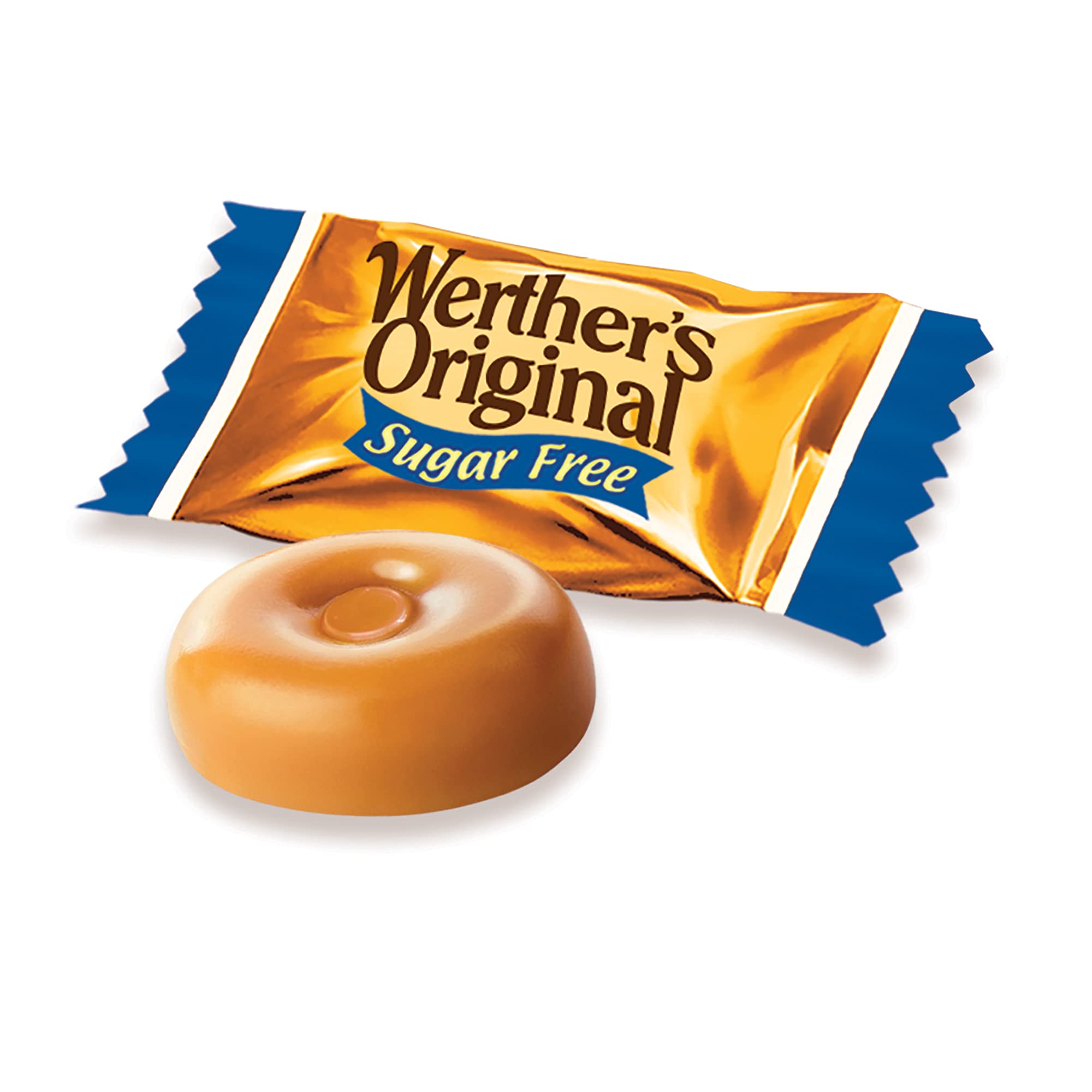 Werther's Original Hard Sugar Free Assorted Flavors, Caramel, Caramel Coffee, Caramel Apple Candy 7.7 Oz Bag