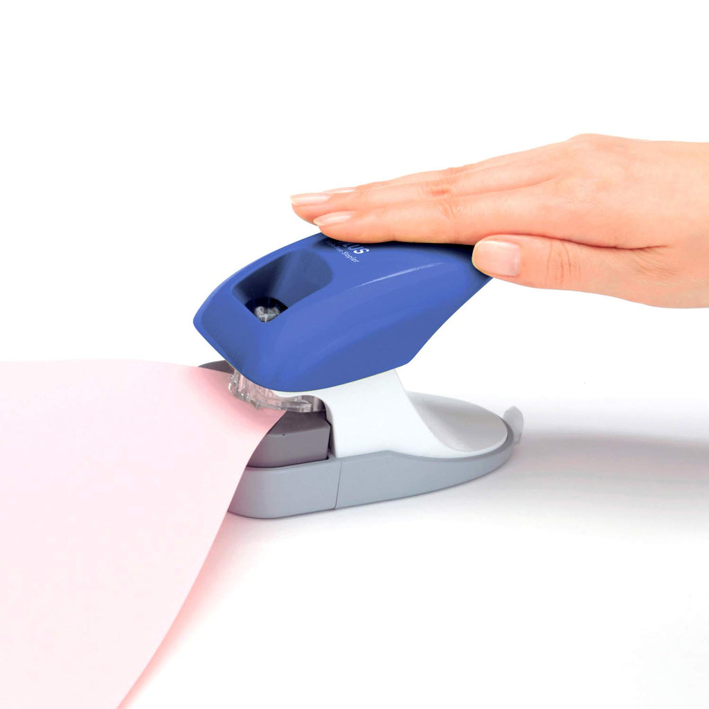 Plus Paper Clinch Compact Staple-Free Stapler, Blue Turquoise
