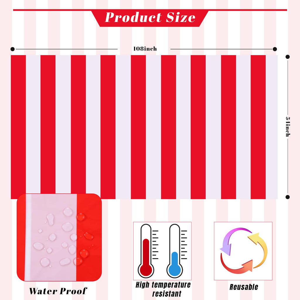 Kesfey 3 Packs Black and White Horizontal Striped Table Cloth 54 x 108 Inch Classic Black Stripe Tablecloths Disposable Plastic Stripe Table Covers Waterproof Picnic Tablecover for Halloween Party