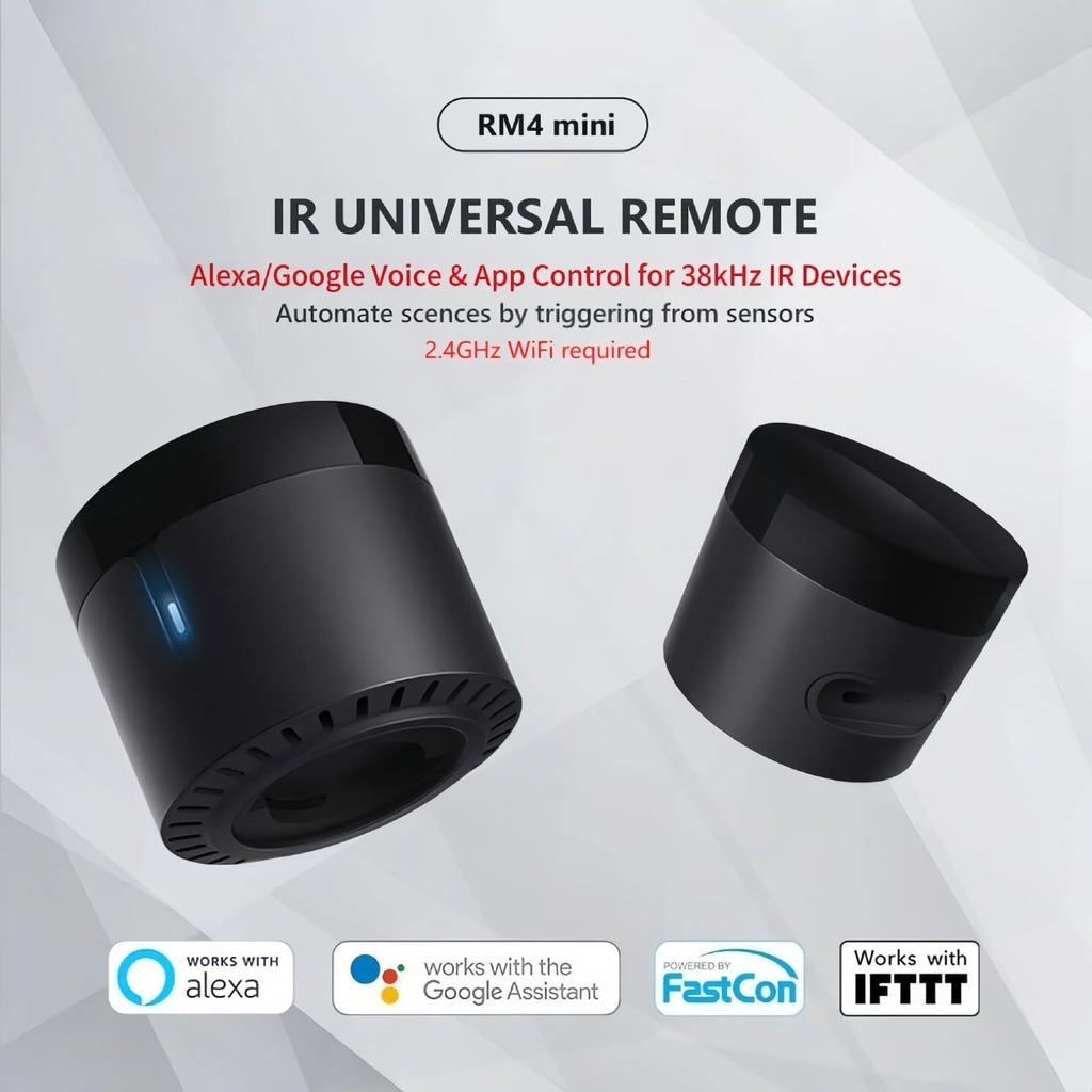 BroadLink RM4mini Smart Remote Hub with Sensor Cable -WiFi IR Blaster for TV Remote, Smart AC Controller, Works with Alexa/Google Home/IFTTT