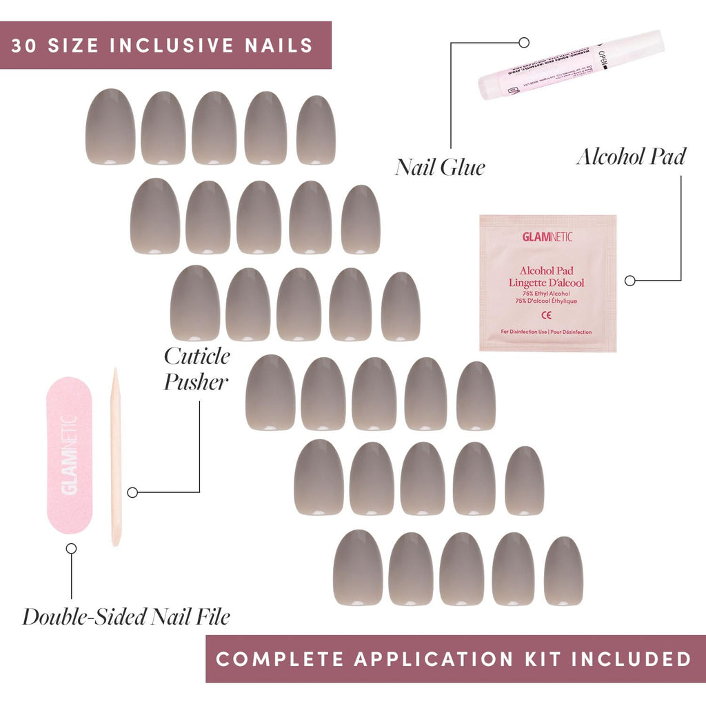 Glamnetic Press On Nails - Cashmere Blue | Opaque Soft Pale Sky Blue Short Squoval Fake Nails, Salon Quality | 15 Sizes - 30 Nail Kit