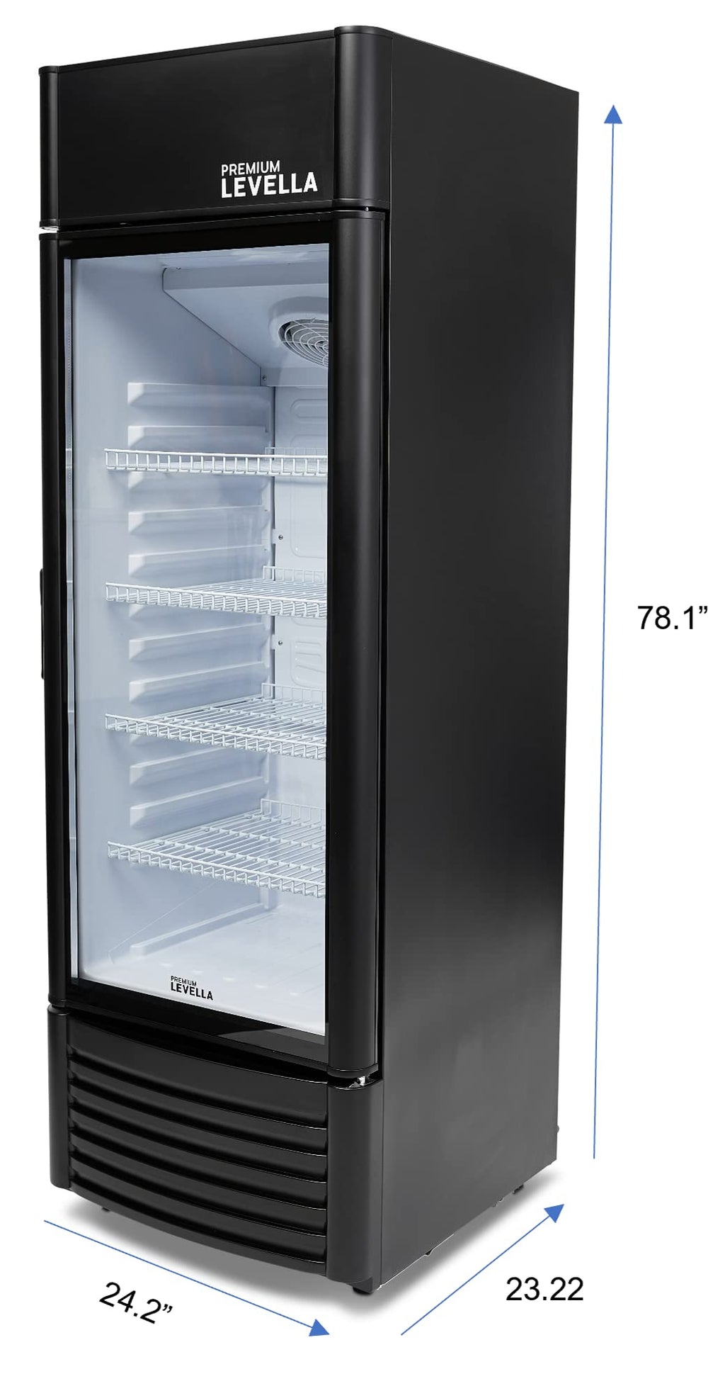 PremiumLevella PRF37DX Glass Door Display Refrigerator 3.1 cu ft Commercial Beverage Cooler Merchandiser - Black