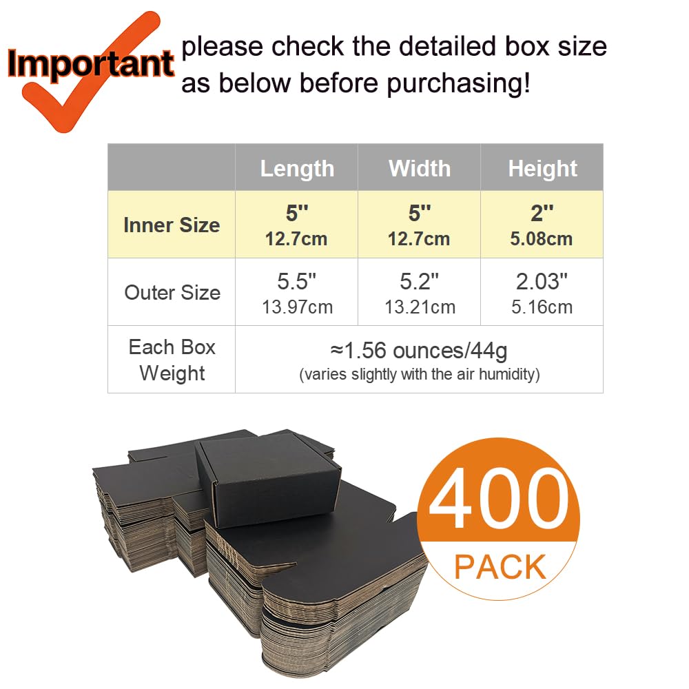 4x4x1'' Small Shipping Boxes 25 Pack, Corrugated Cardboard Mailers for Business, Black (CM441B25)
