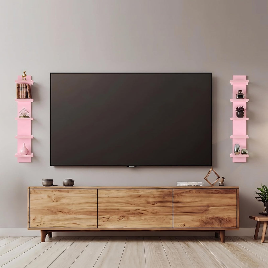 Homaterial Wall Shelves 4 Tier, Simple Vertical Corner Shelf for Room, Kitchen Wall Decor, Makeup Perfume Organizer,Decorative Shelving Unit, Black