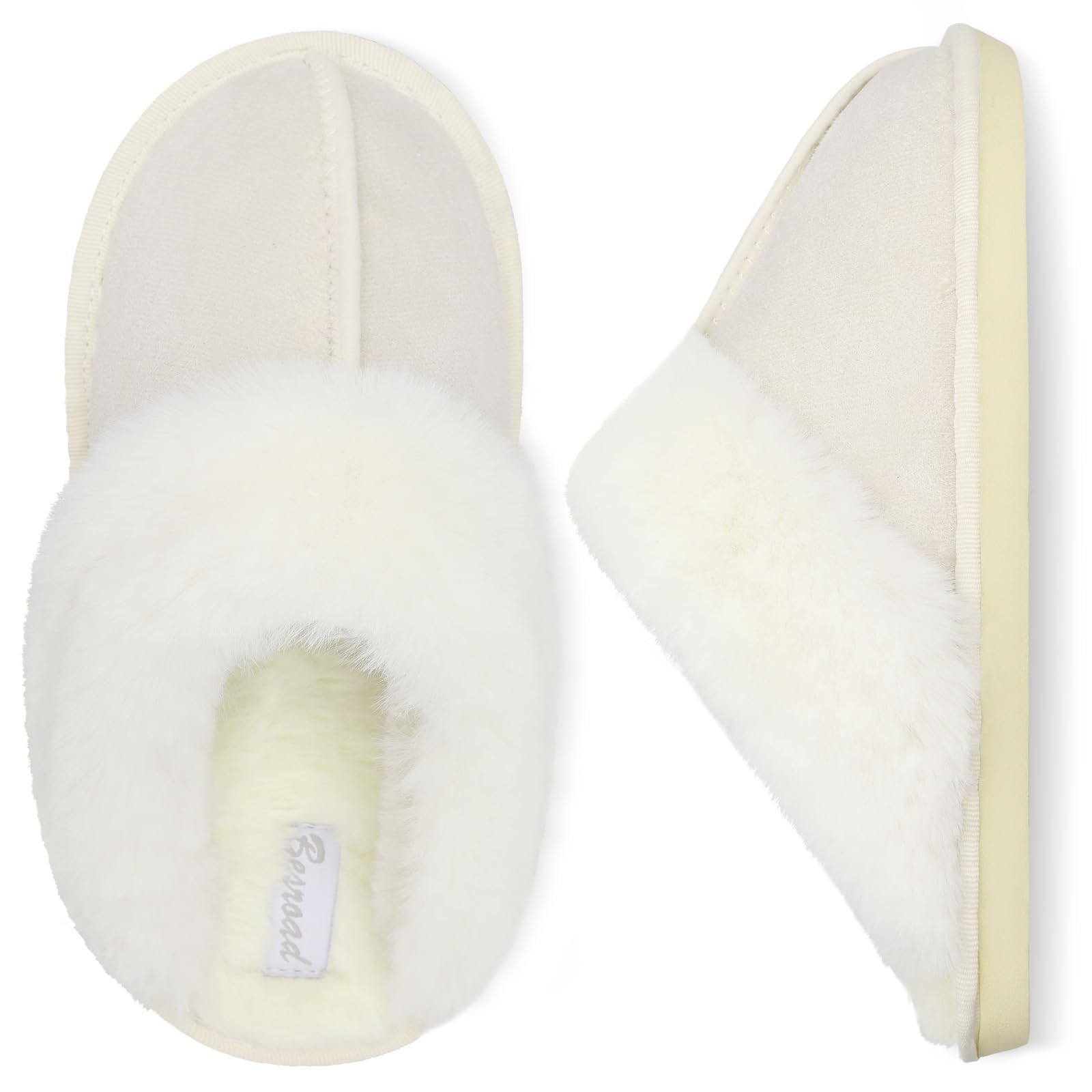 Besroad Winter Fuzzy House Slippers Sandals Plush Faux Fur Fluffy Flats Slippers Warm Slide Shoes for Women