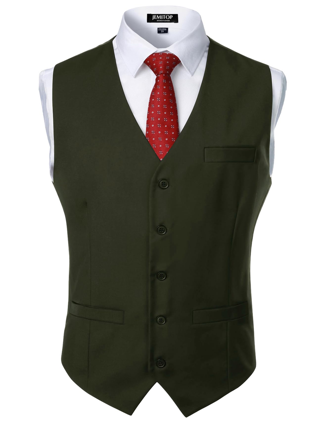 JEMITOP Men's Classic Slim Fit Dress Vest Formal Wedding Prom Tuxedo Suit Vest with Pocket