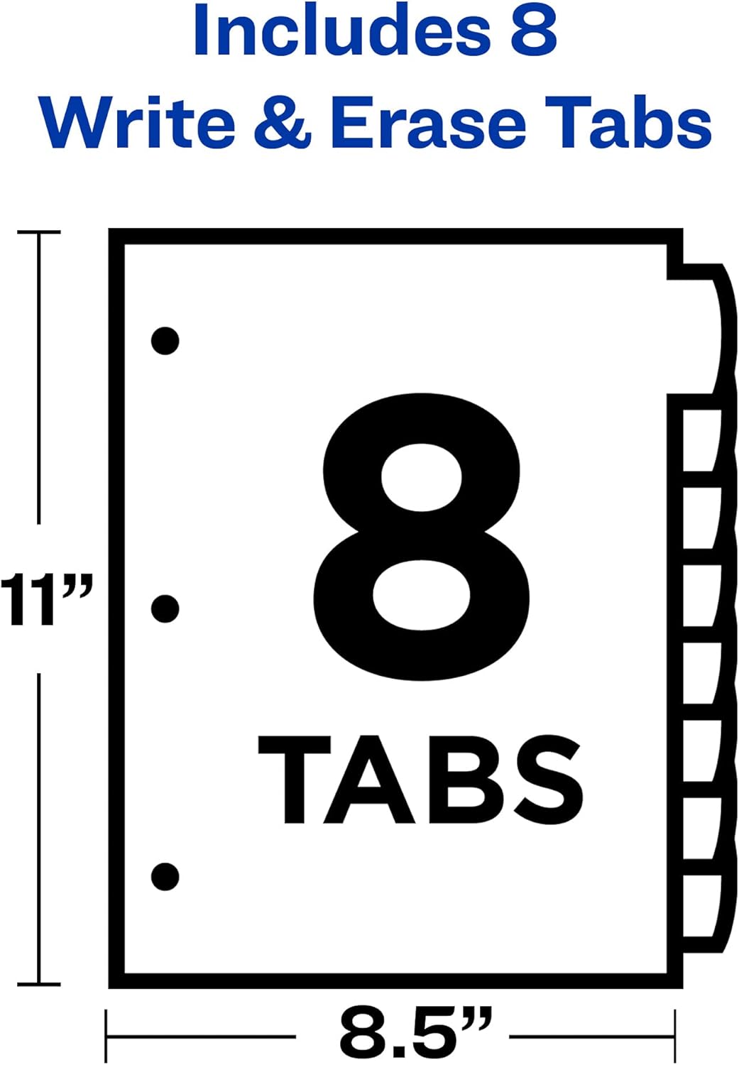 Avery Big Tab Write & Erase Durable Plastic Dividers for 3 Ring Binders, 8-Tab Set, Bright Multicolor, 1 Set (16130)