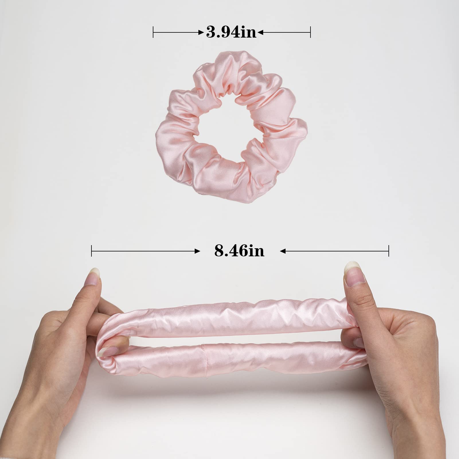 Silk Scrunchies for Hair 100% Mulberry Silk Hair Ties（Silver gray, Dark gray, Pink）