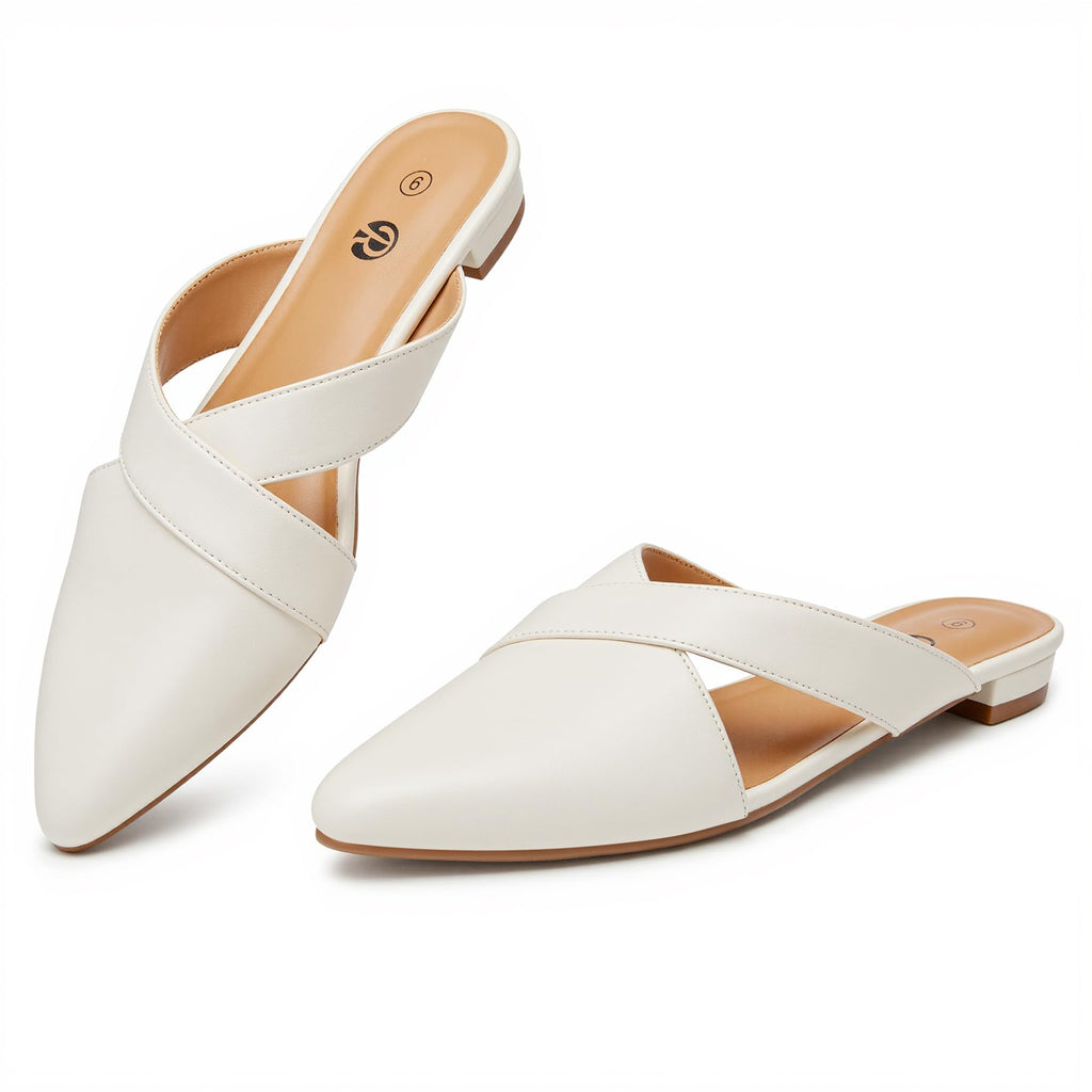 Rekayla Women's Mules Closed Pointed Toe Flats Backless Loafers Shoes for Women
