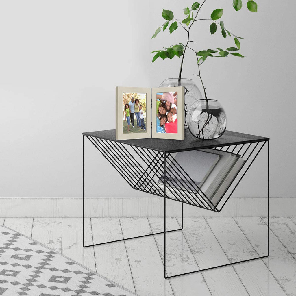 Americanflat Hinged 4x6 Picture Frame with Shatter-Resistant Glass - Double Picture Frames with Engineered Wood - Signature Collection - Photo Frame for Tabletop Display - Black