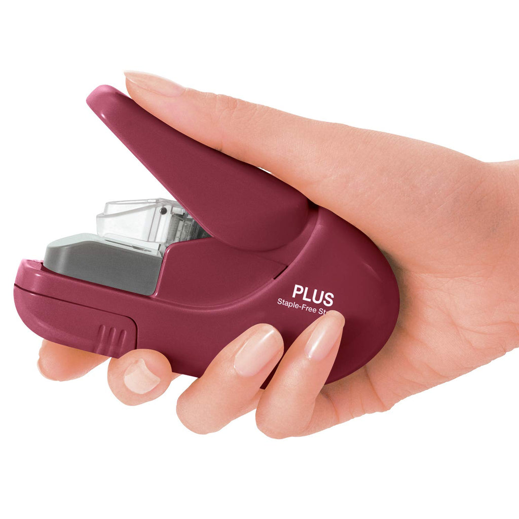 Plus Paper Clinch Compact Staple-Free Stapler, Blue Turquoise